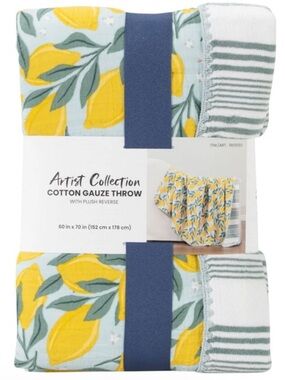 NEW Artist Collection Reversible Cotton Gauze Throw Blanket